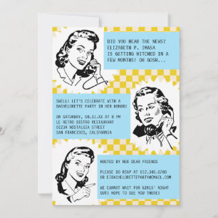 Retro Gossip Gals Bachelorette Party Invitations
