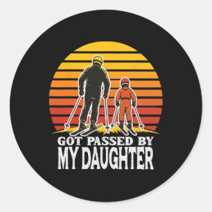Retro Got Ped By My Daughter Funny Skiing Design Classic Round Sticker