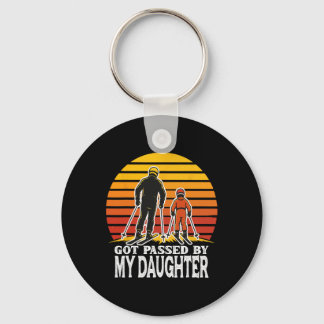 Retro Got Ped By My Daughter Funny Skiing Design  Keychain