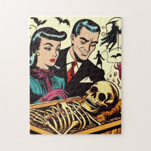 Retro Goth Couple Comics Jigsaw Puzzle
