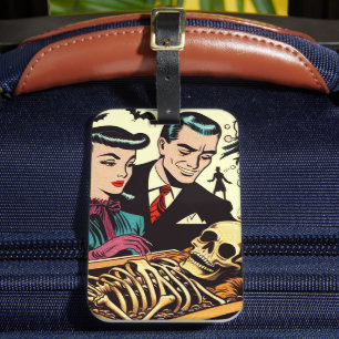 Retro Goth Couple Comics Luggage Tag