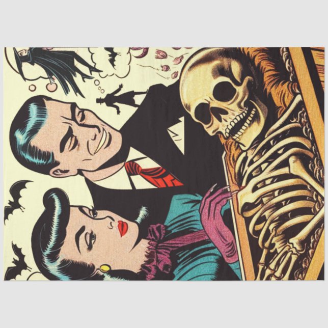 Retro Goth Couple Comics Tissue Paper (Front)