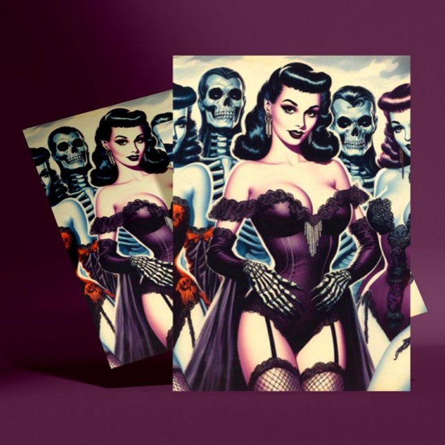 Retro Gothic Corset Pin-ups Postcard (Creator Uploaded)