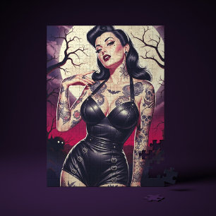 Retro Gothic Girl Jigsaw Puzzle