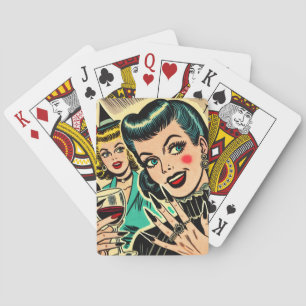 Retro Gothic Halloween Girls Comics Playing Cards