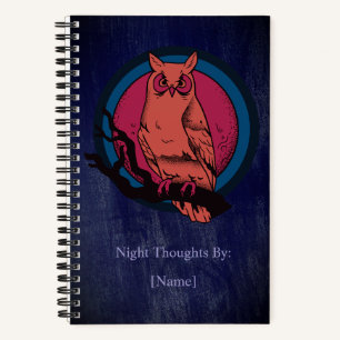 Retro Gothic Night Owl Moon Spiral Notebook