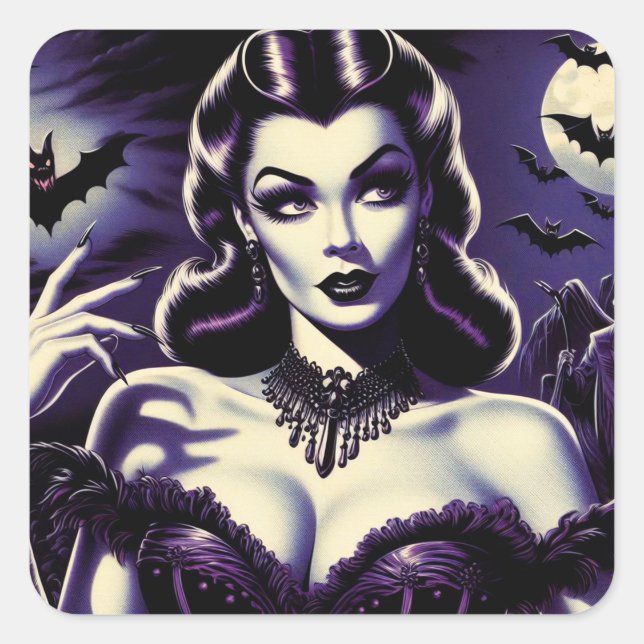 Retro Gothic Woman Square Sticker (Front)
