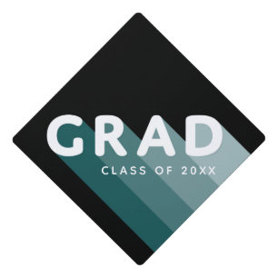 Retro Grad Green Black Fun Graduation Cap Topper
