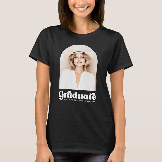 Retro grad student graduation photo arch T-Shirt (Front)