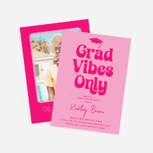 Retro Grad Vibes Only Graduation Party Invitation