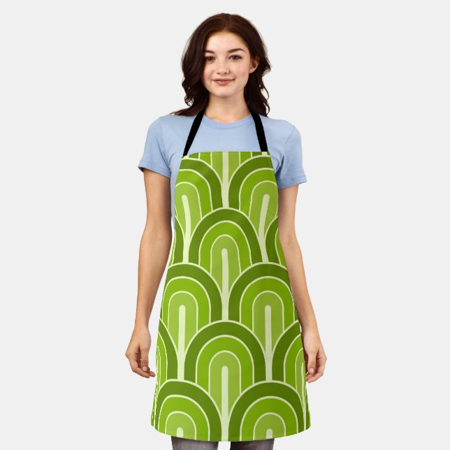Retro Gradated Geometric Fan Pattern Apron (Worn)