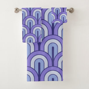 Retro Gradated Geometric Fan Pattern Bath Towel Set