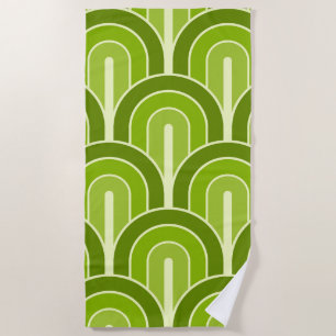 Retro Gradated Geometric Fan Pattern Beach Towel
