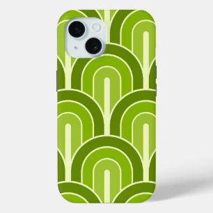 Retro Gradated Geometric Fan Pattern iPhone 15 Case