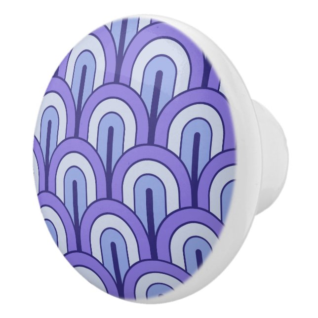 Retro Gradated Geometric Fan Pattern Ceramic Knob (Right)