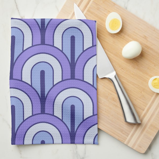 Retro Gradated Geometric Fan Pattern Kitchen Towel (Quarter Fold)