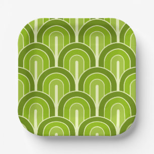 Retro Gradated Geometric Fan Pattern Paper Plate