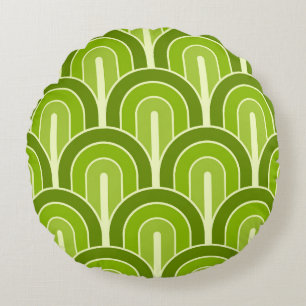 Retro Gradated Geometric Fan Pattern Round Pillow