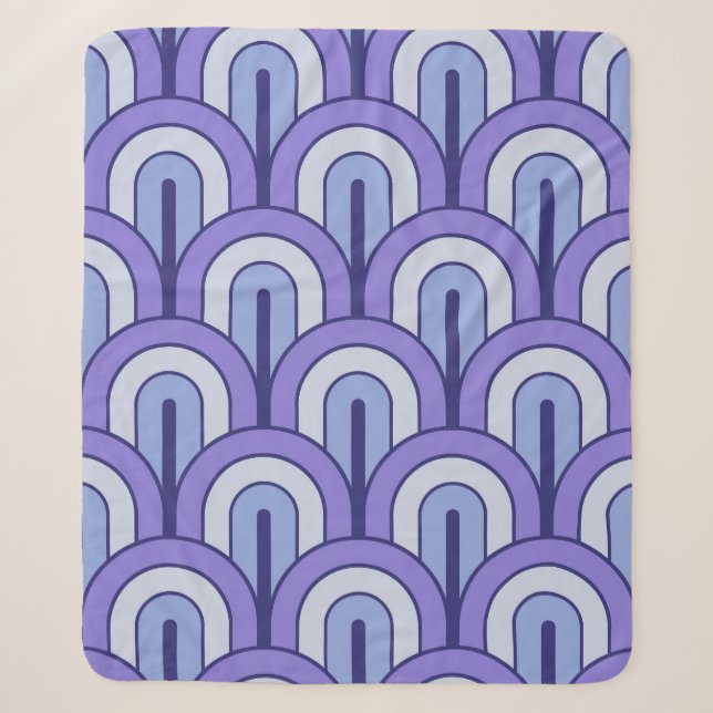 Retro Gradated Geometric Fan Pattern Sherpa Blanket (Front)