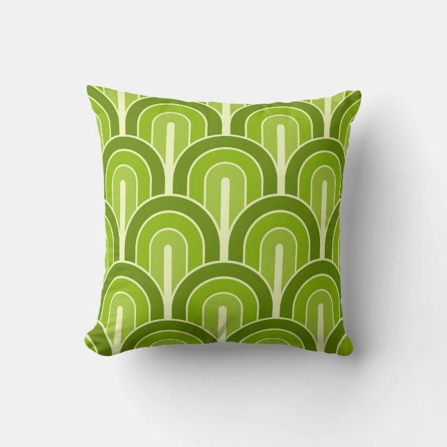 Retro Gradated Geometric Fan Pattern Throw Pillow (Front)