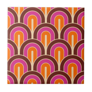 Retro Gradated Geometric Fan Pattern Tile