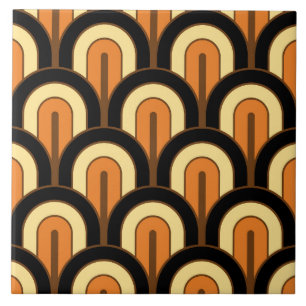 Retro Gradated Geometric Fan Pattern Tile