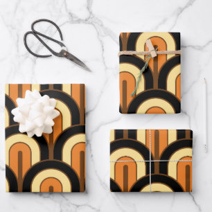 Retro Gradated Geometric Fan Pattern Wrapping Paper Sheet