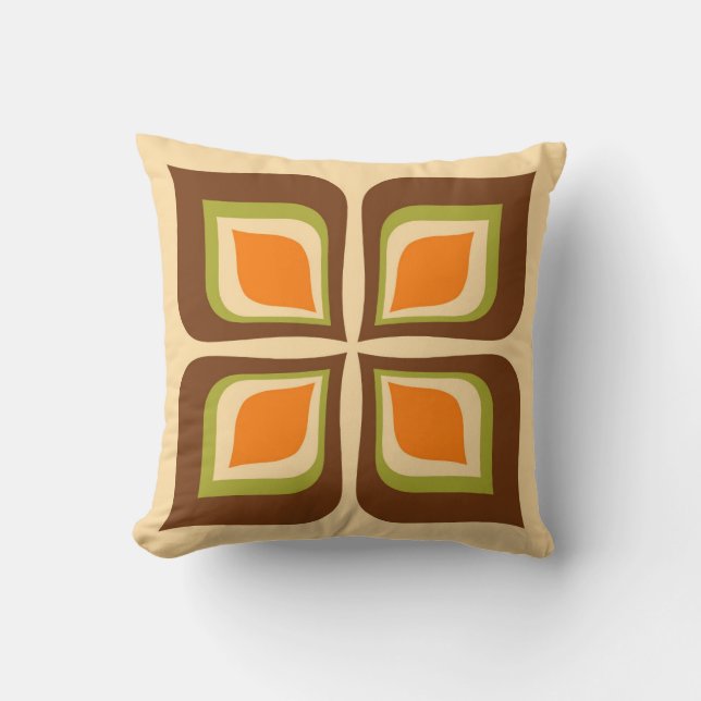 Retro Gradient Autumn Leaves pattern Throw Pillow (Front)