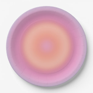 Retro Gradient Dark Blue And Pink Abstract Aura Paper Plate