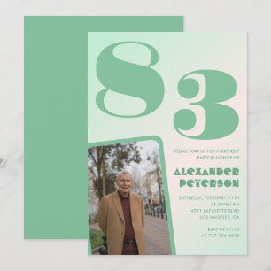 Retro Gradient for him Photo 83rd birthday Invitation