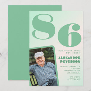 Retro Gradient for him Photo 86th birthday Invitation