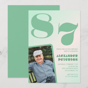 Retro Gradient for him Photo 87th birthday Invitation