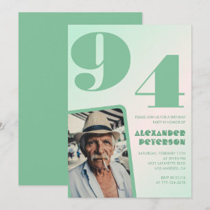 Retro Gradient for him Photo 94th birthday Invitation