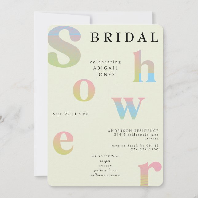 Retro Gradient Modern Bridal Shower Invitation (Front)