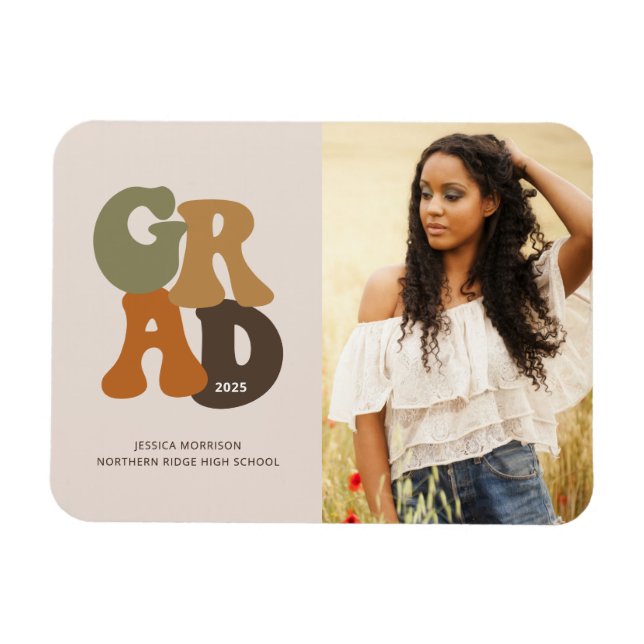 Retro Graduate 1970s Vintage Grad Announcement Magnet (Horizontal)