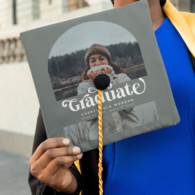 Retro Graduate Arch Photo Graduation Cap Topper (Creator Uploaded)