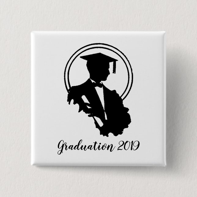 Retro Graduation 2019 2 Inch Square Button (Front)