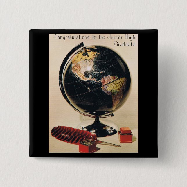 Retro Graduation Card 2 Inch Square Button (Front)