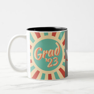 Retro Graduation Class 2023 Custom Name Congrats Two-Tone Coffee Mug