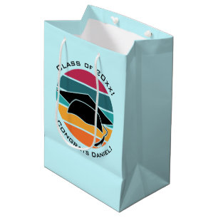 Retro Graduation Graduate Cap Mortarboard Medium Gift Bag