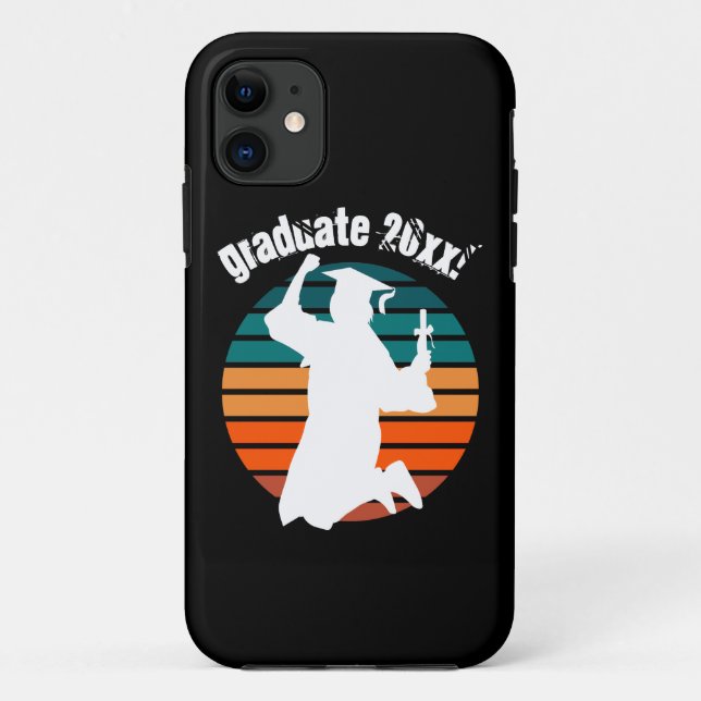Retro Graduation Graduate Jumping for Joy Rainbow Case-Mate iPhone Case (Back)