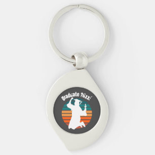 Retro Graduation Graduate Jumping for Joy Rainbow Keychain