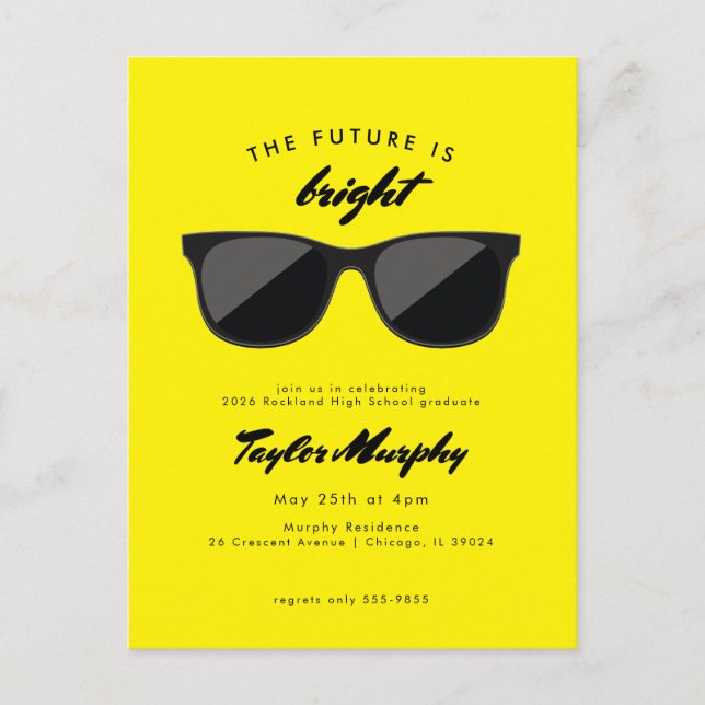 Retro Graduation Party Future is Bright Postcard (Front)
