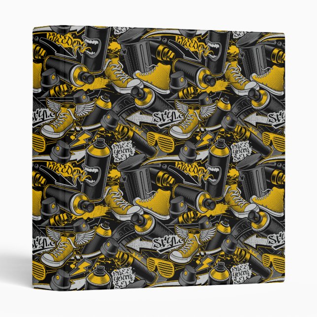 Retro Graffiti Urban Street Pattern Binder (Front/Spine)