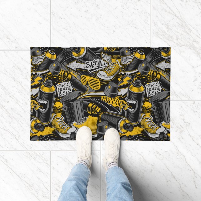 Retro Graffiti Urban Street Pattern Doormat (Indoor)