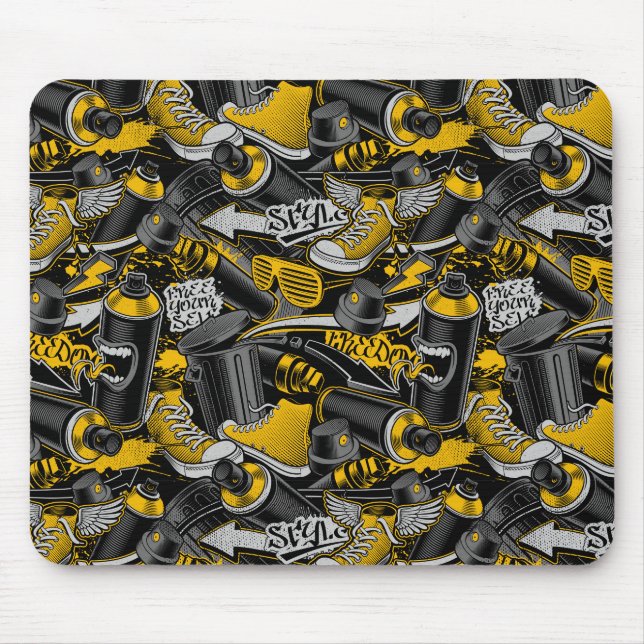 Retro Graffiti Urban Street Pattern Mouse Pad (Front)