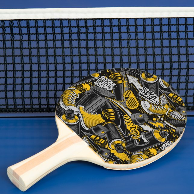 Retro Graffiti Urban Street Pattern Ping Pong Paddle (Insitu)