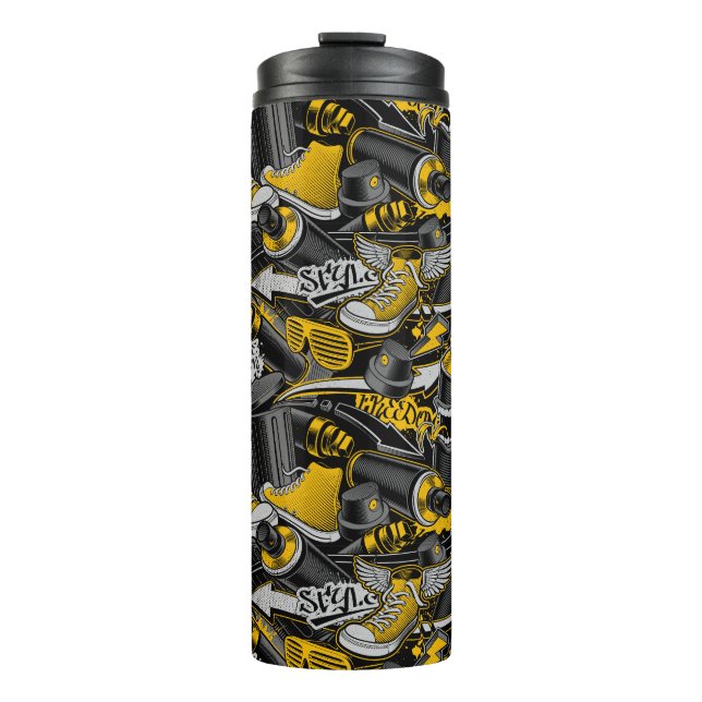 Retro Graffiti Urban Street Pattern Thermal Tumbler (Front)