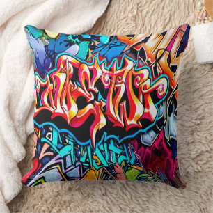 Retro Graffiti word art ome dcor pillow