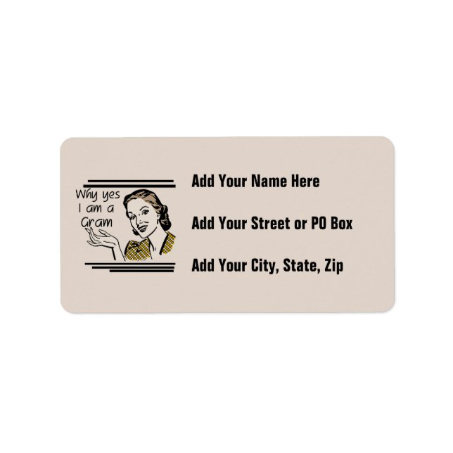 Retro Gram Tshirts and Gifts Label (Front)